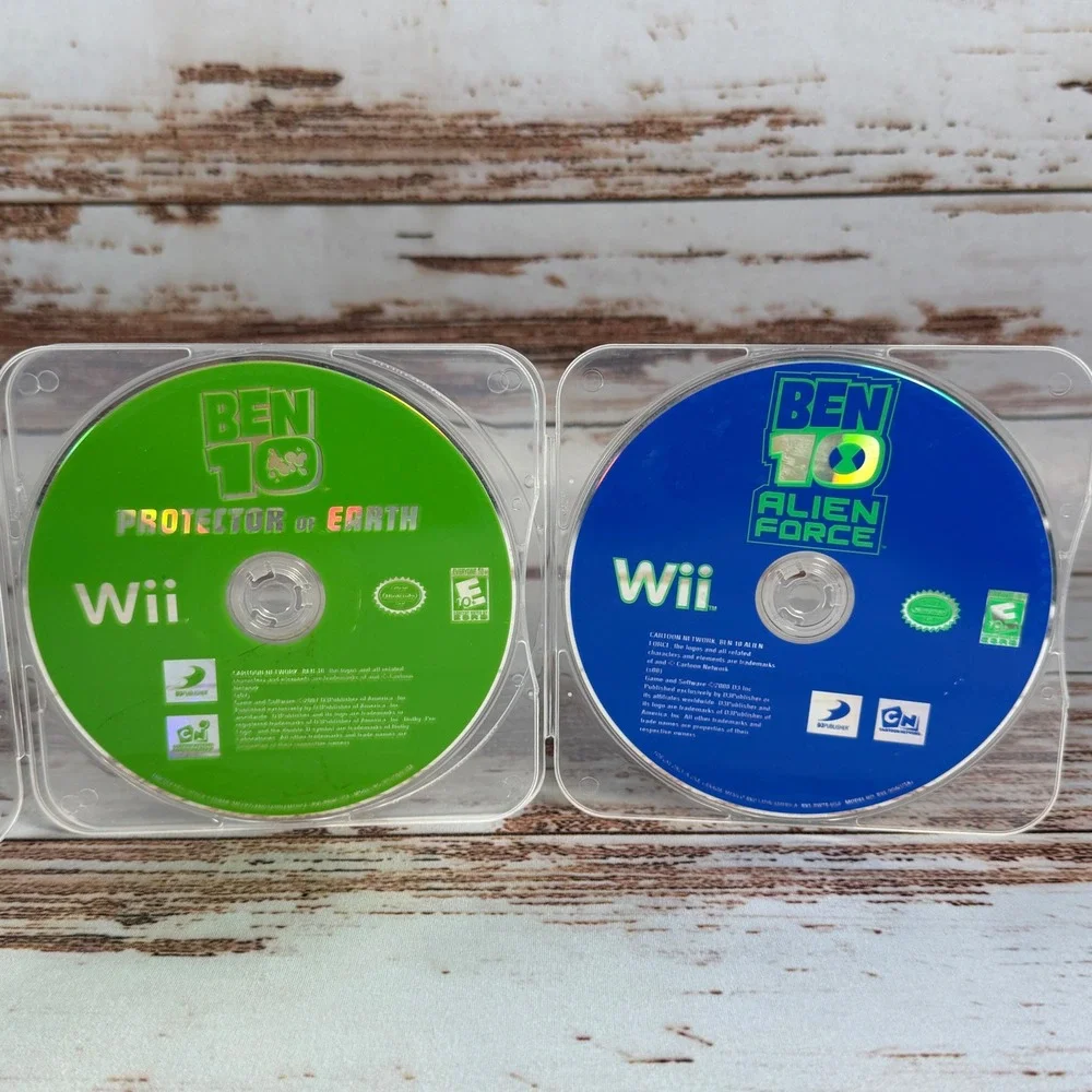 Ben 10 Protector of Earth & Alien Force Nintendo Wii Game Lot Discs Used